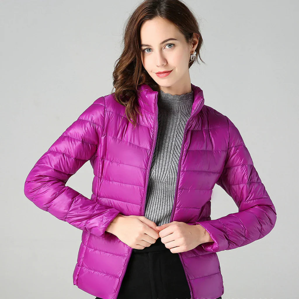 Women's Jacket – Waterproof – Slim Fit – Padded – Hip Length – High Collar