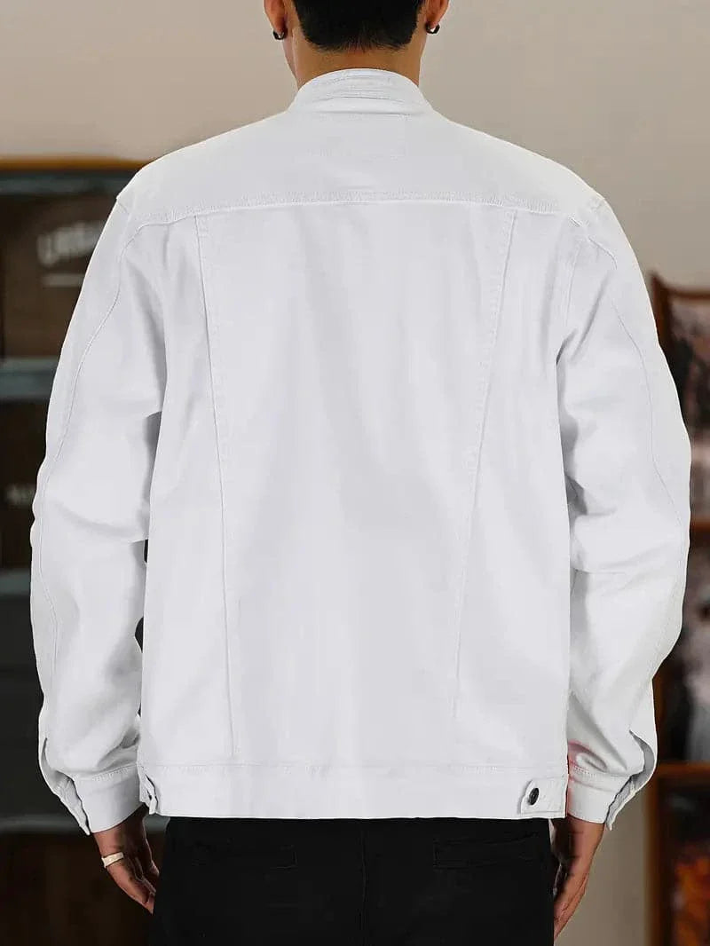 Men's Denim Jacket – Stand Collar – Regular Fit – Button Closure – Timeless and Versatile