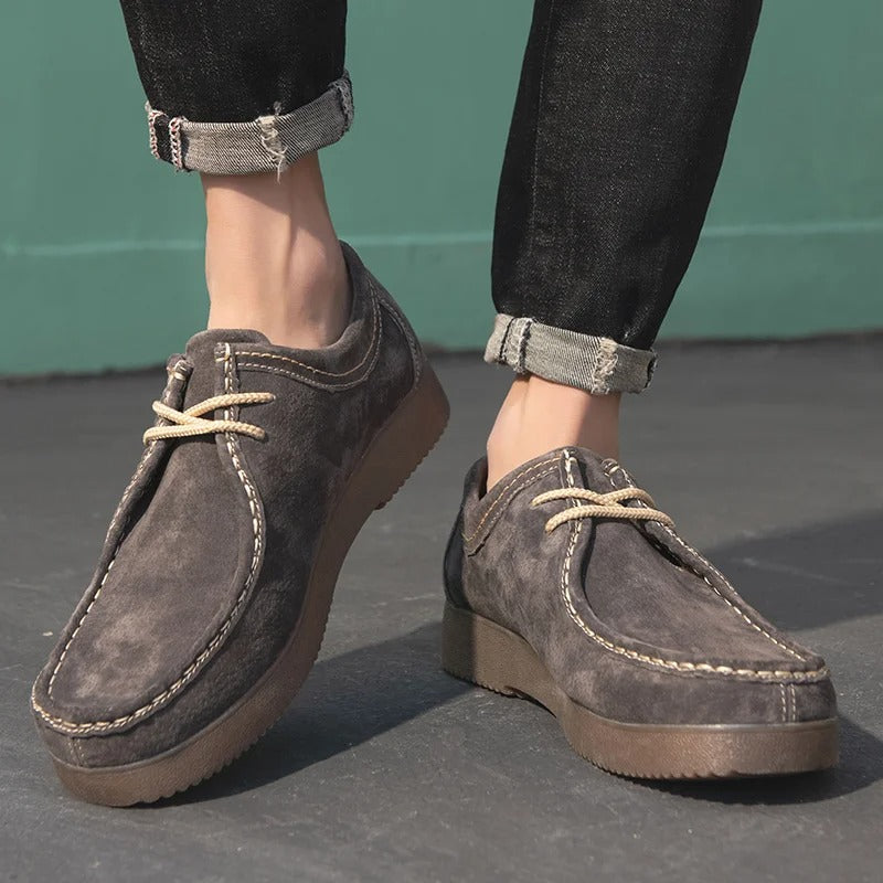 Herresko - Semsket Skinn - Slitesterk Gummisåle - Komfortabel Snøring - Casual Look
