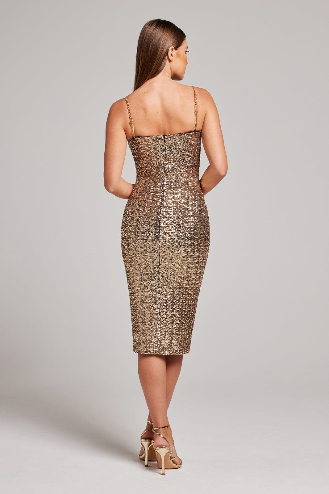 Dress for Women – Sequin – Slim Fit – Sleeveless – Spaghetti Straps – Midi Party Outfit