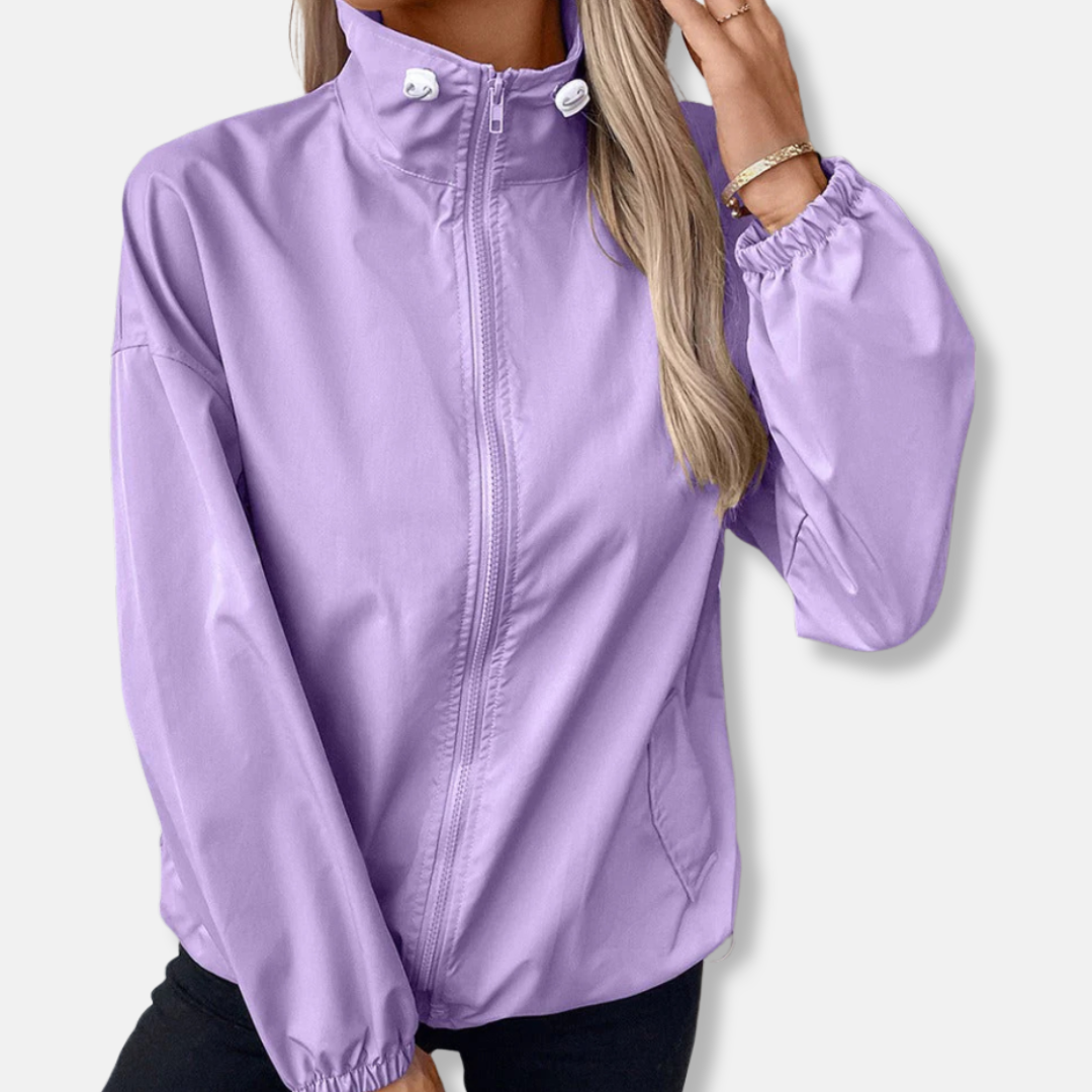 Women's Jacket – Relaxed Fit – Water-Repellent Windproof – Zipper and Pockets