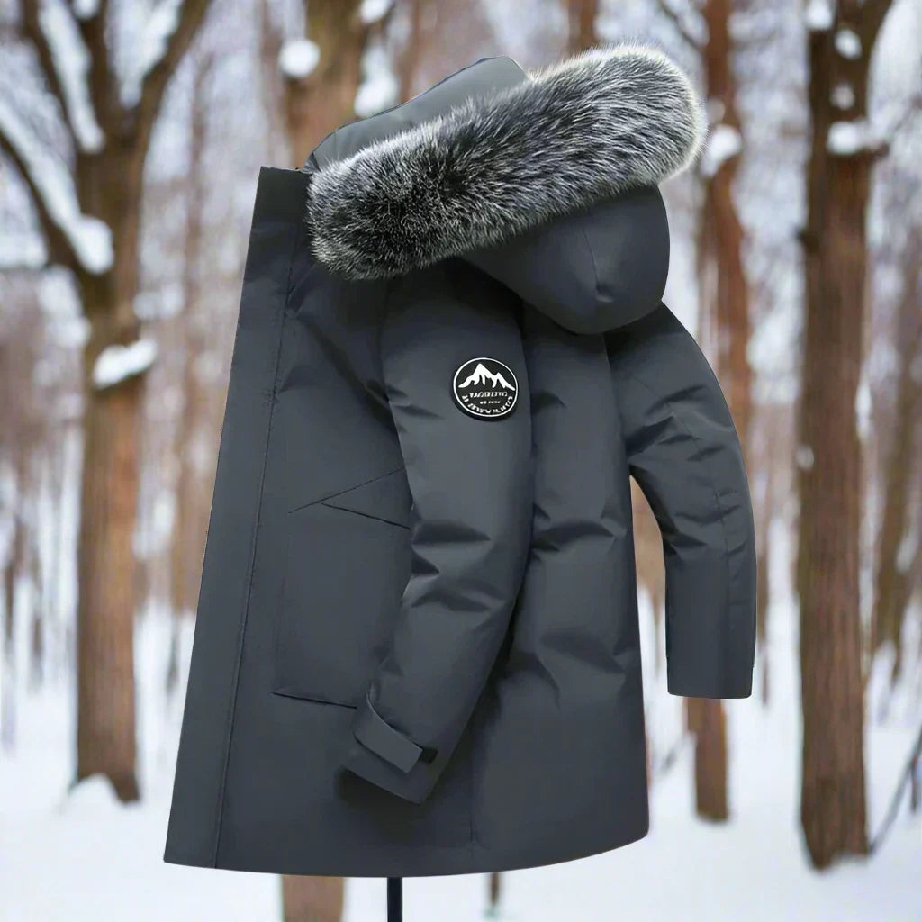 Men's Parka - Water-Repellent - Faux Fur Hood - Long Fit - Insulated and Warm