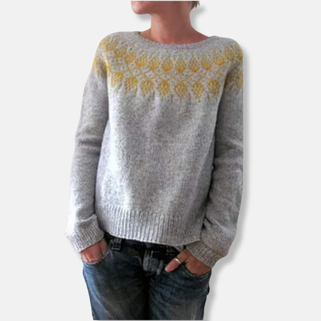 Jessica Wool Crewneck Sweater | Nordic Yoke Relaxed Fit Sweater