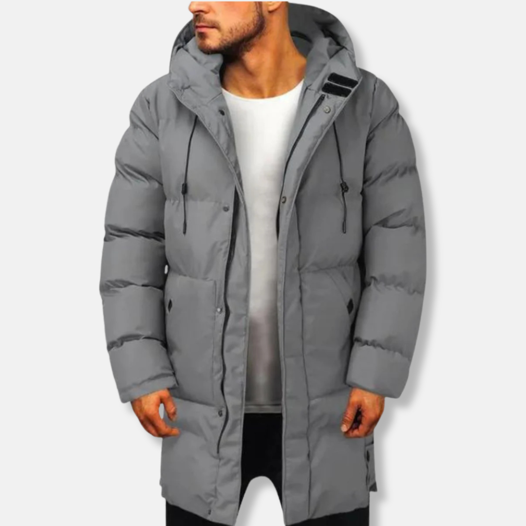 Men's Down Jacket – Regular Fit – Padded Insulation – Hood – Mid-Length