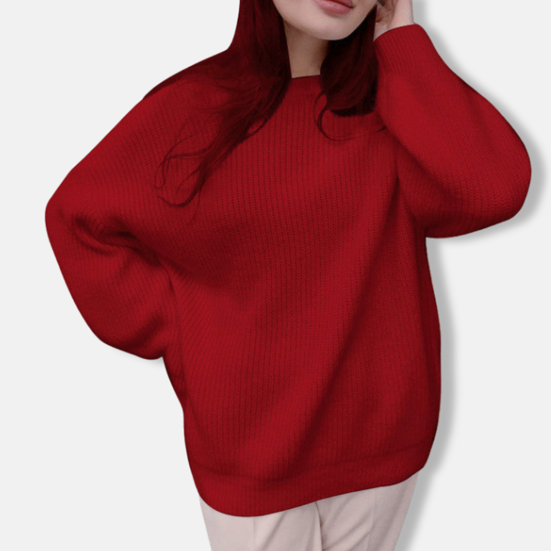 Women's Sweater – Soft Knit – Ribbed Texture – Oversized Fit – Long Sleeves