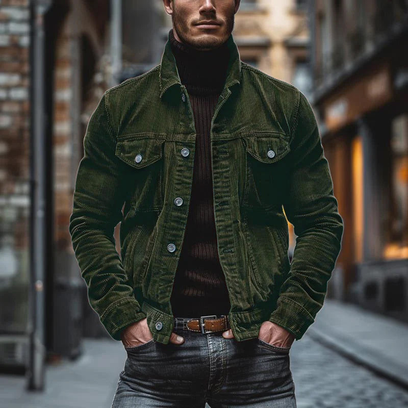 Men's Jacket – Structured Fit – Corduroy – Classic Cut – Button Front