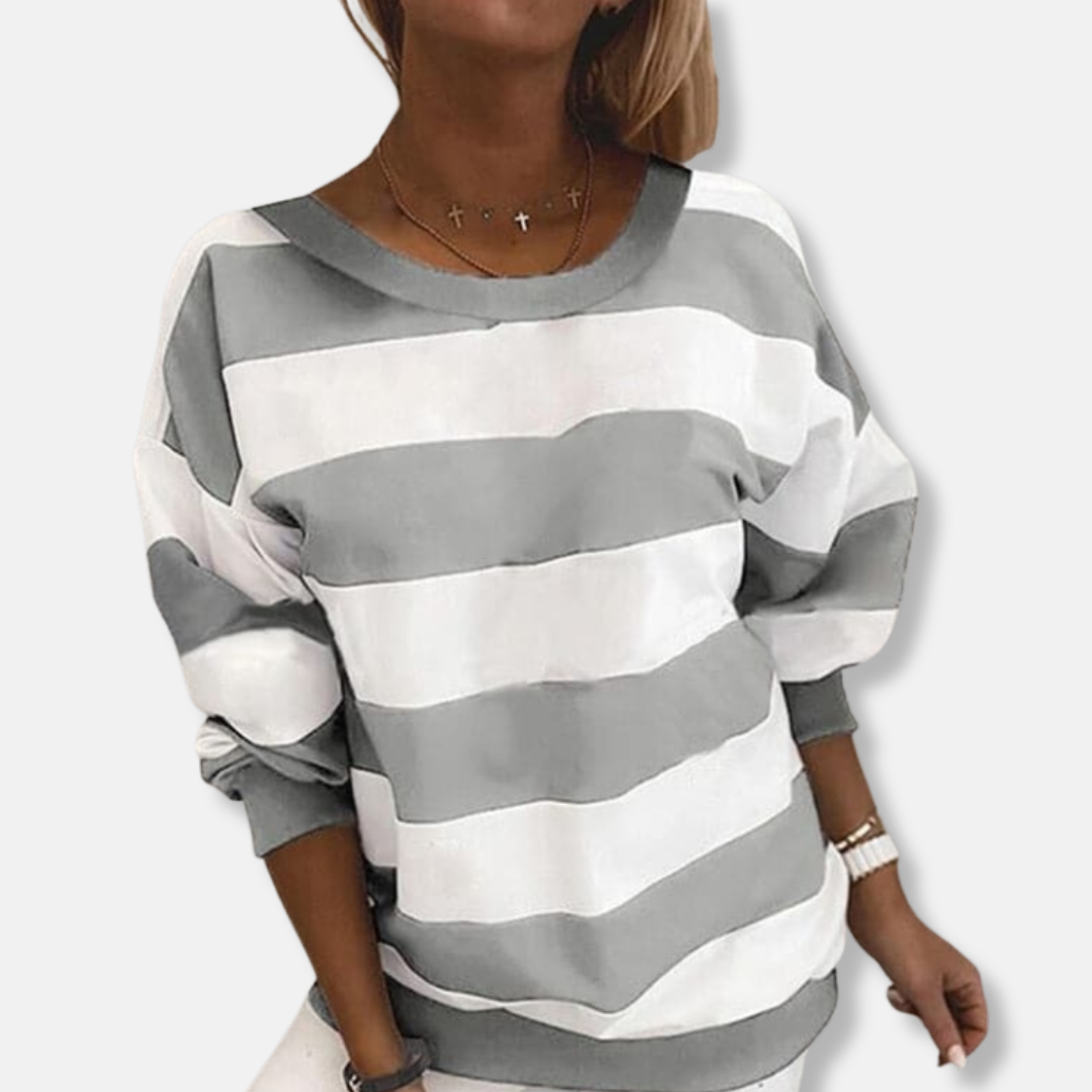 Victoria Oversized Sweater | Striped Crewneck Sweater