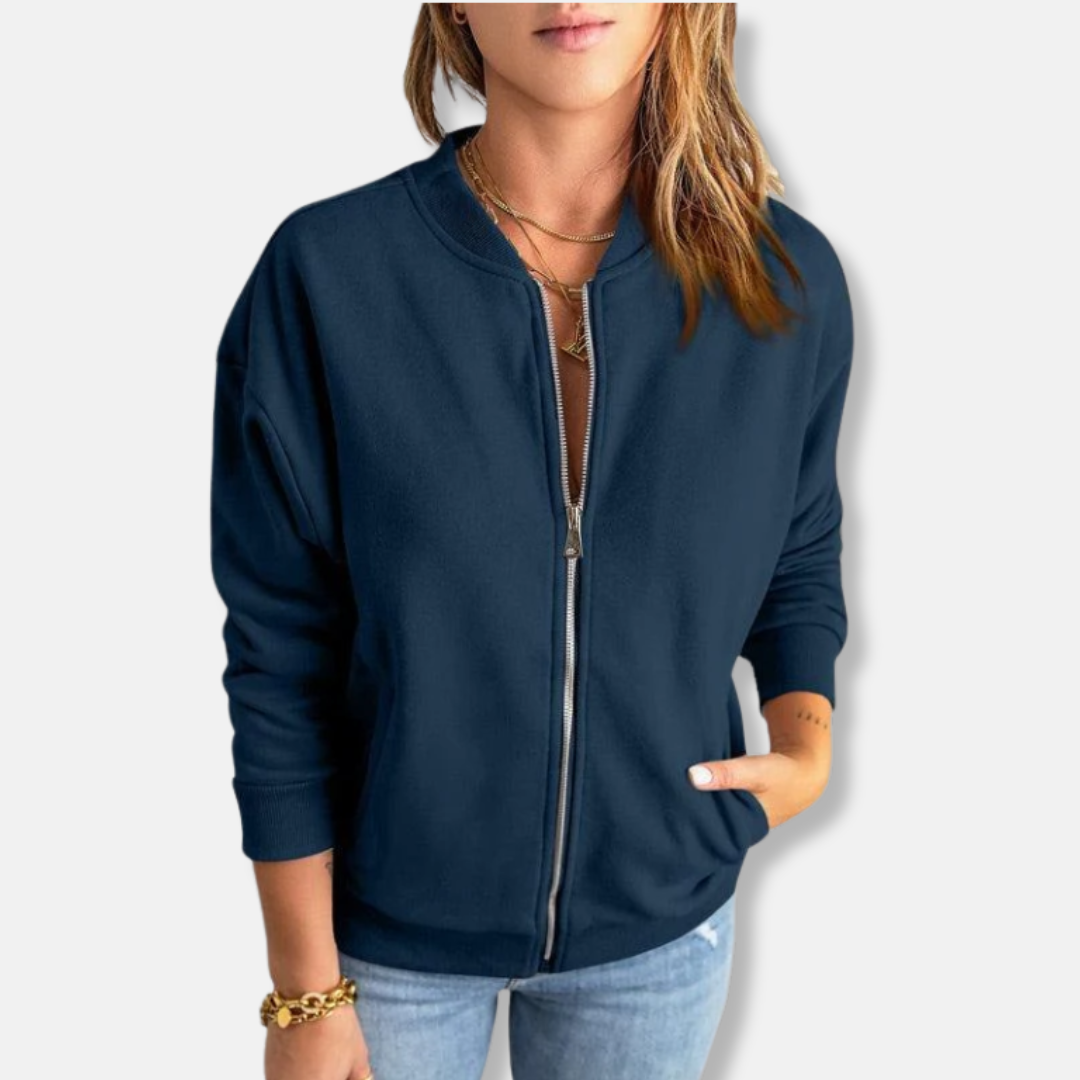 Women's Jacket – Lightweight – Relaxed Fit – Zipper – Ribbed Edge
