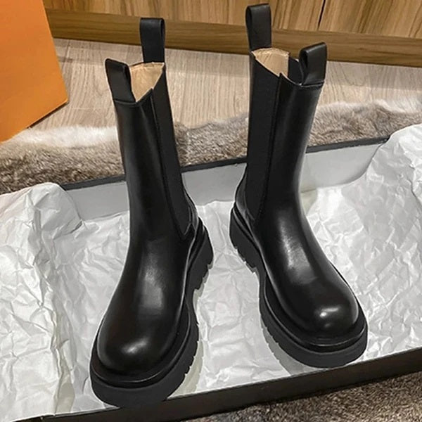 Women's Boots - Leather - Mid-Calf - Durable Sole - Comfortable Fit