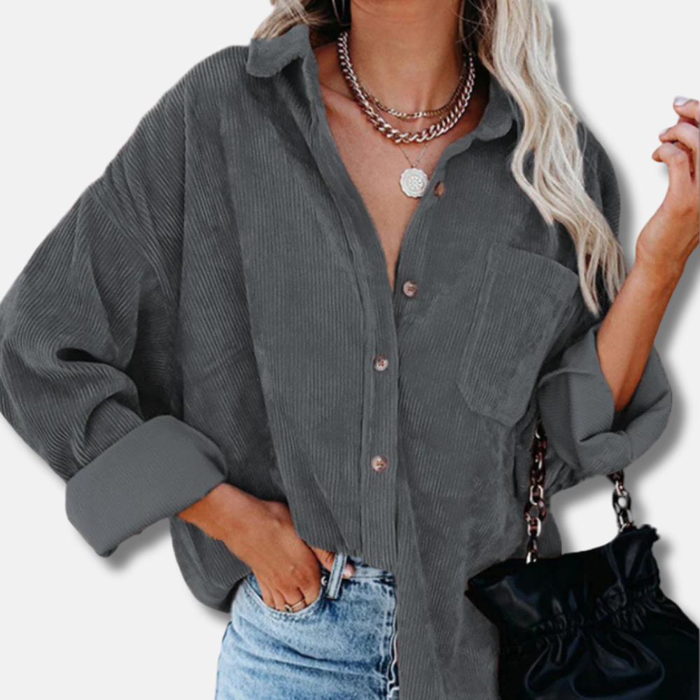 Women's Jacket – Corduroy – Oversized Fit – Button Front – Hip Length Casual