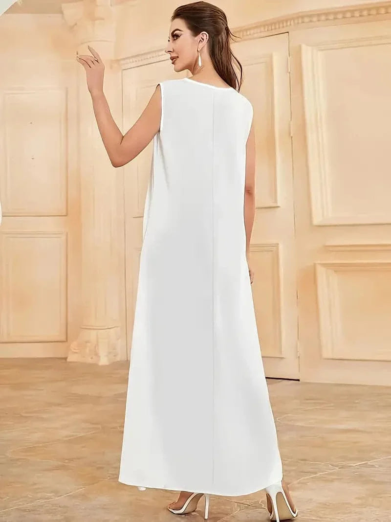 Women's Maxi Dress - Sleeveless - Loose Fit - Round Neck - Elegant and Airy