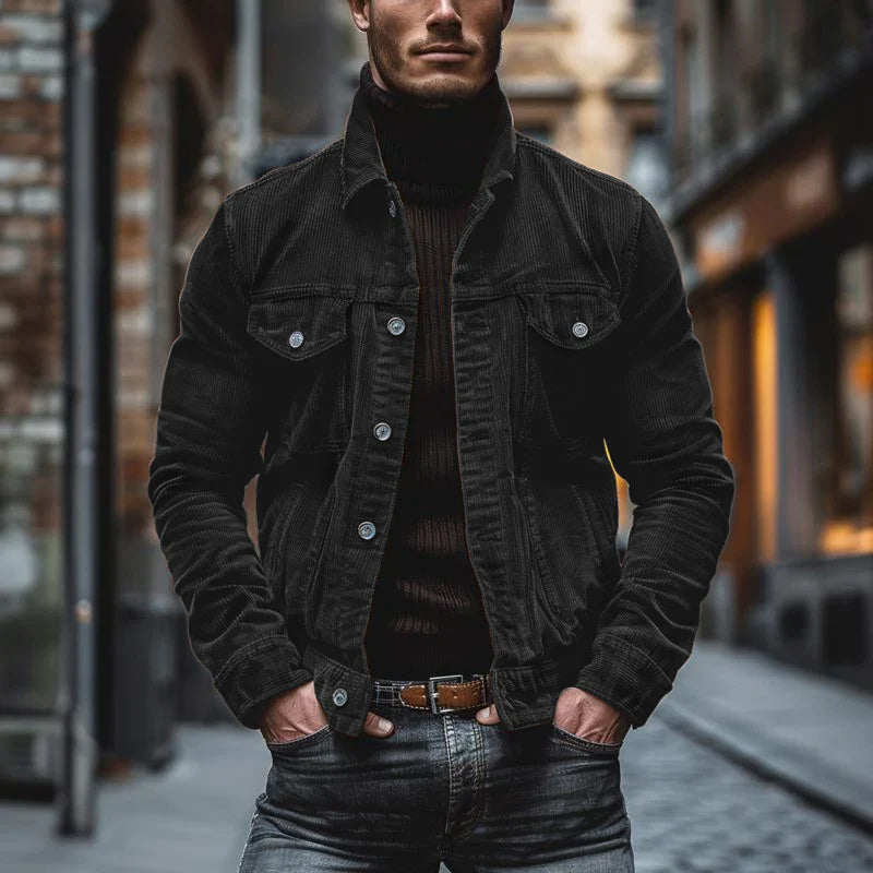 Men's Jacket – Structured Fit – Corduroy – Classic Cut – Button Front