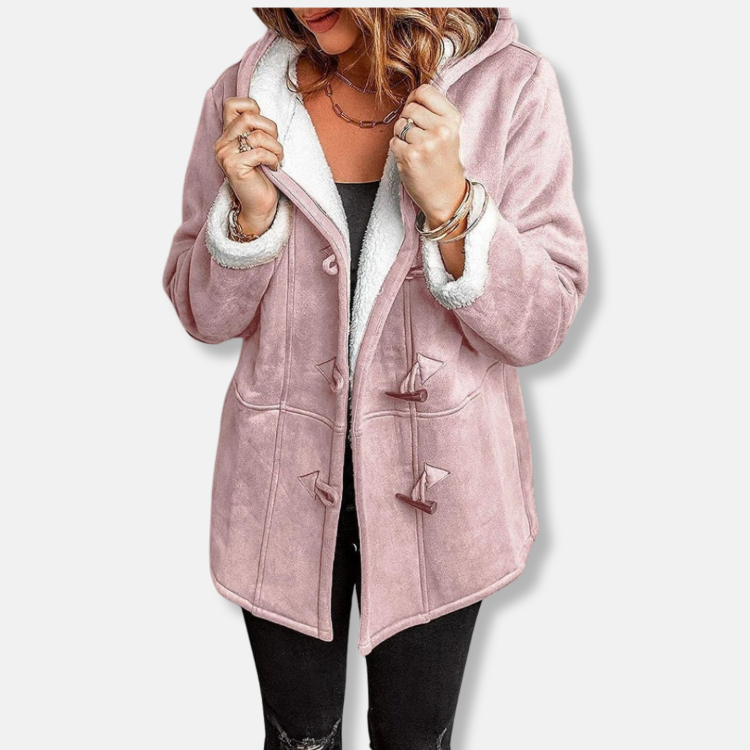 Women's Fleece Jacket – Hood – Fur-Lined – Relaxed Fit – Mid-Length
