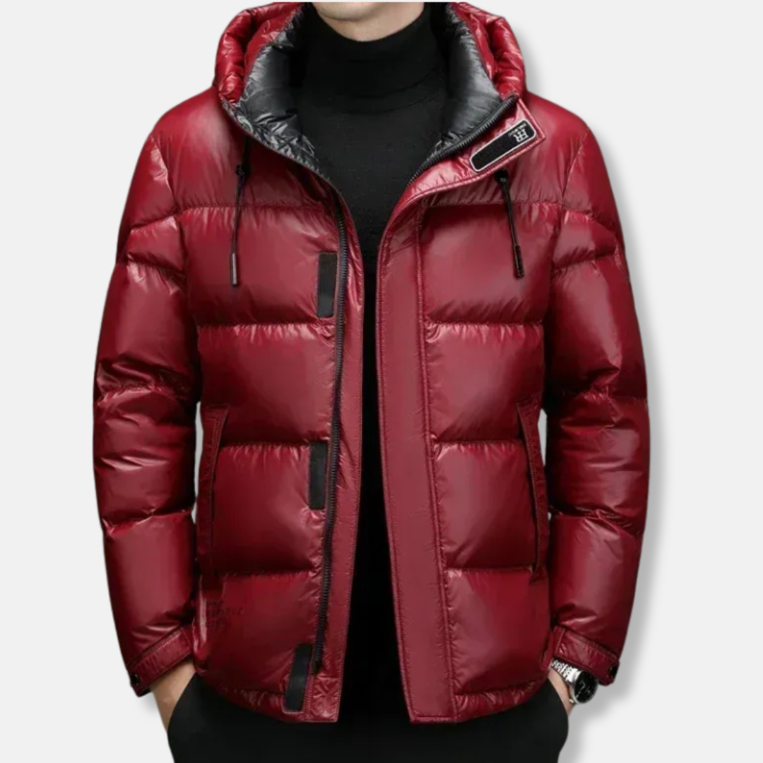 Men's Down Jacket – Regular Fit – Water-Repellent – Hood – Zipper and Buttons