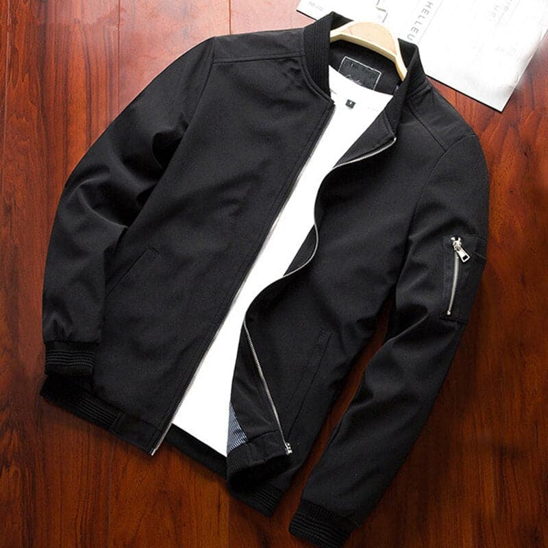 Men's Bomber Jacket - Comfortable Fit - Zipper Closure - Elastic Cuffs