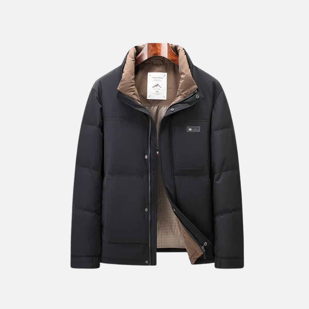 Men’s Jacket - Regular Fit - Hip Length - Stand Collar - Full Zip Closure