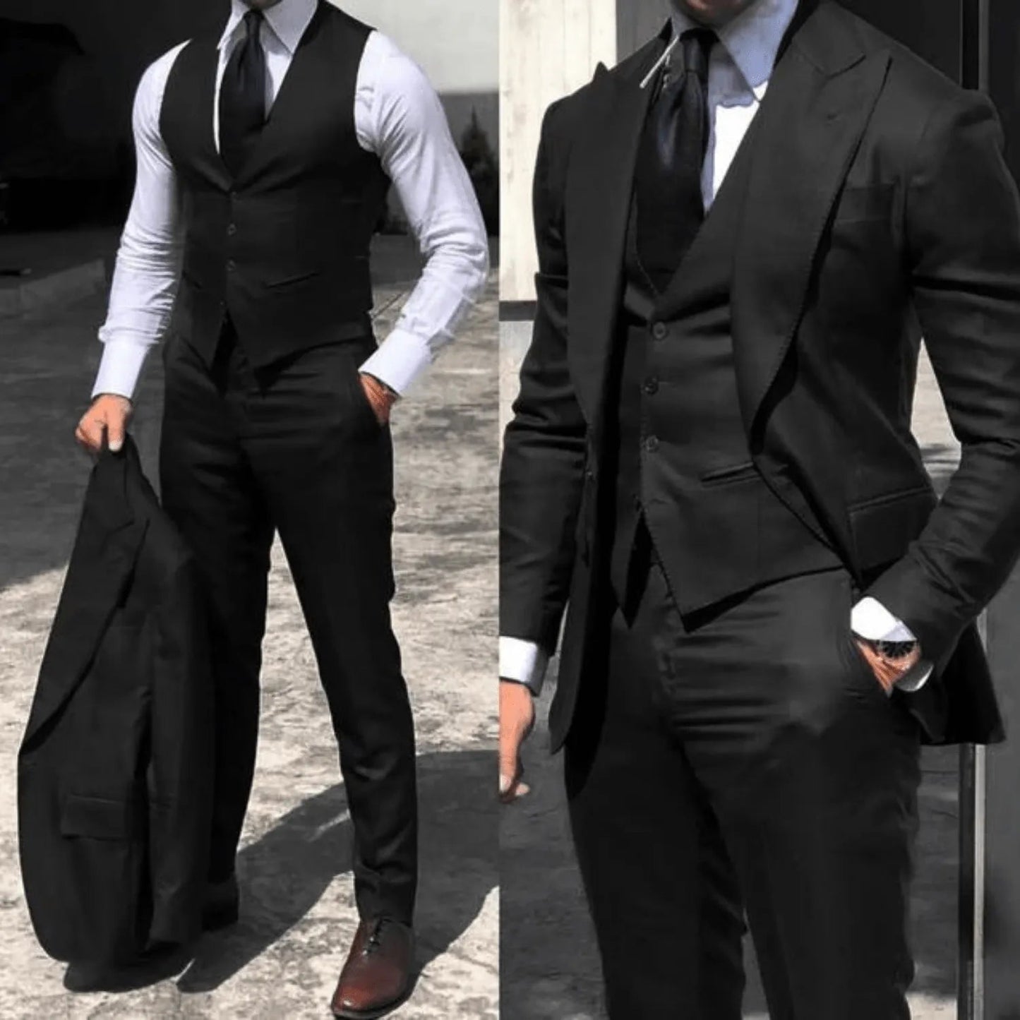 Men's Suit – 3-Piece – Slim Fit – Wool Blend – Classic Formal Style