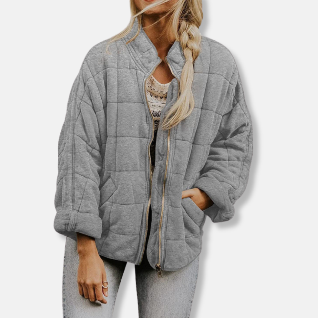 Women's Jacket – Quilted Fabric – Relaxed Fit – High Collar – Breathable Lightweight Garment