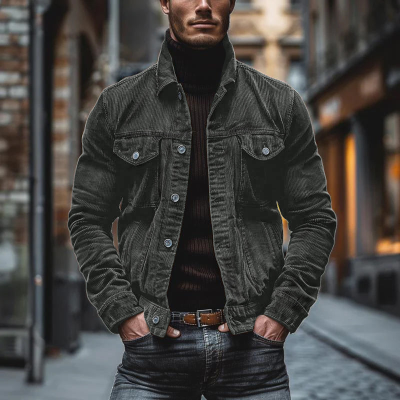 Men's Jacket – Structured Fit – Corduroy – Classic Cut – Button Front