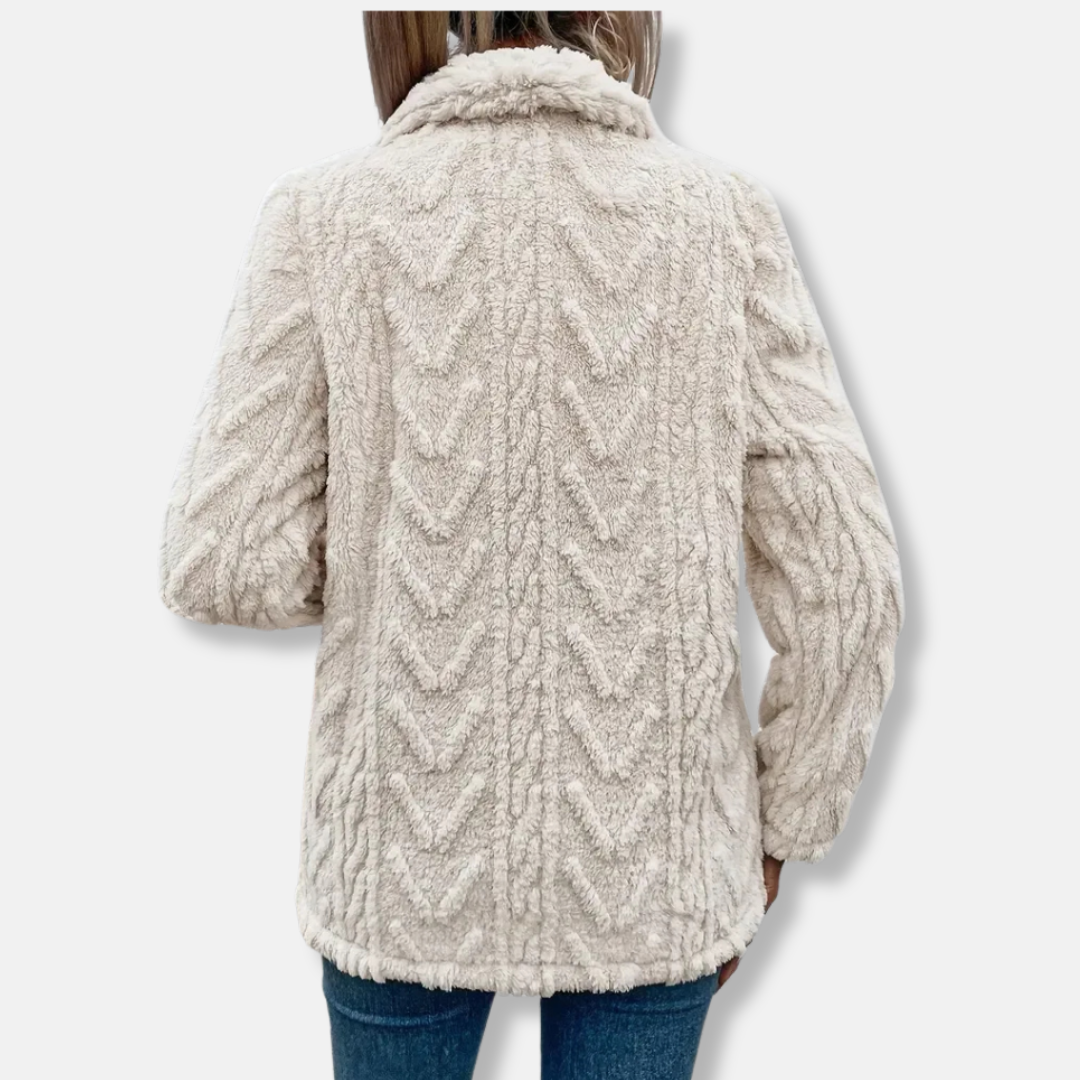 Women's Jacket – Fleece – Relaxed Fit – Open Front – Shawl Collar – Hip Length