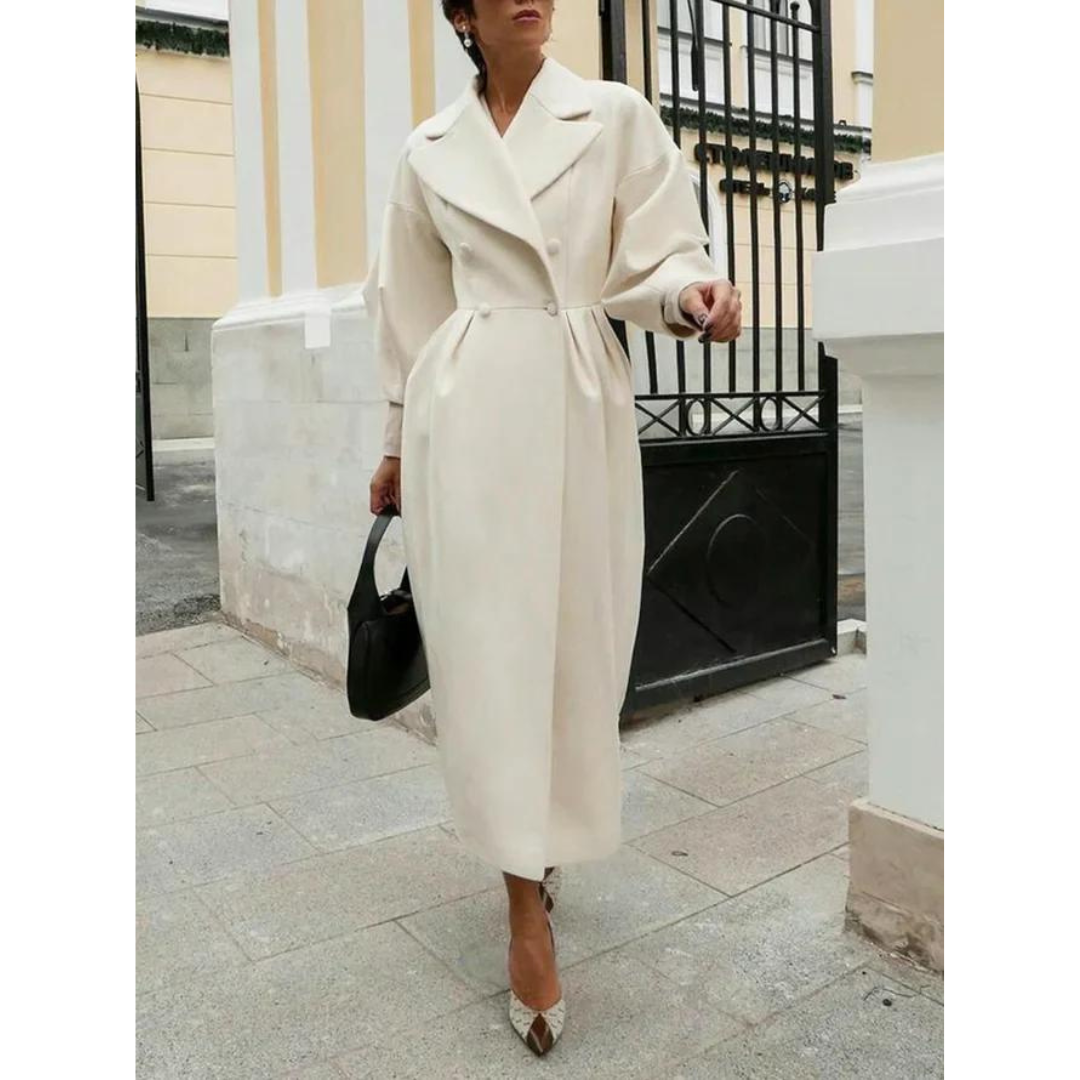 Women's Trench Coat – Wool Blend – Double-Breasted – Long and Elegant Fit