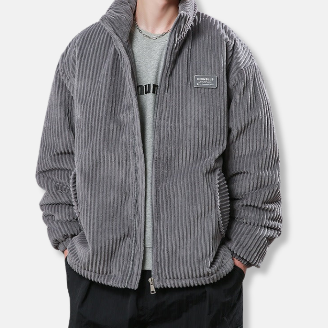 Men’s Jacket - Corduroy - Relaxed Fit - Stand Collar - Elasticated Cuffs and Hem