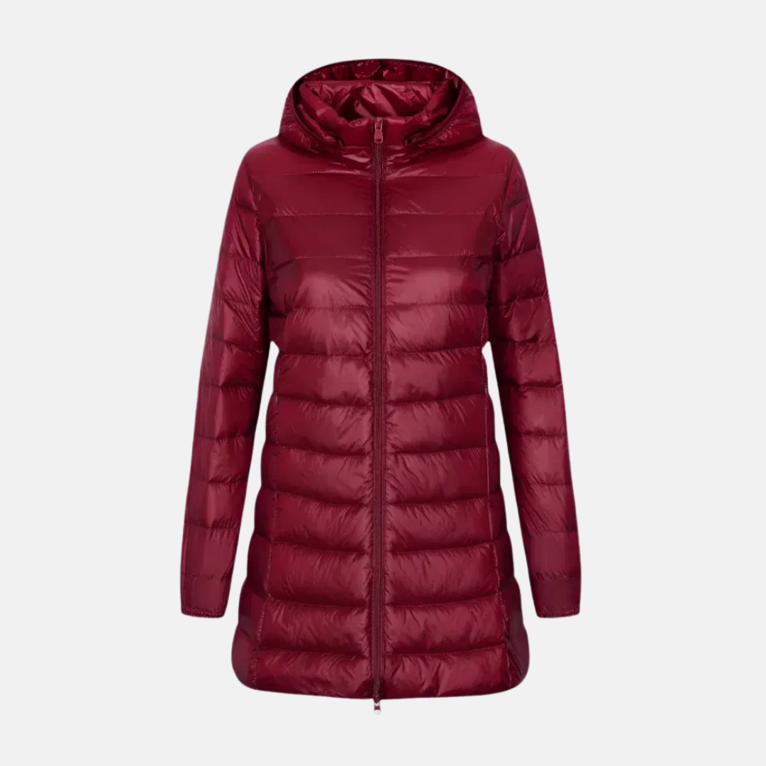 Women's Down Jacket – Tailored Fit – Mid-Length – Padded – Water-Repellent – Hood