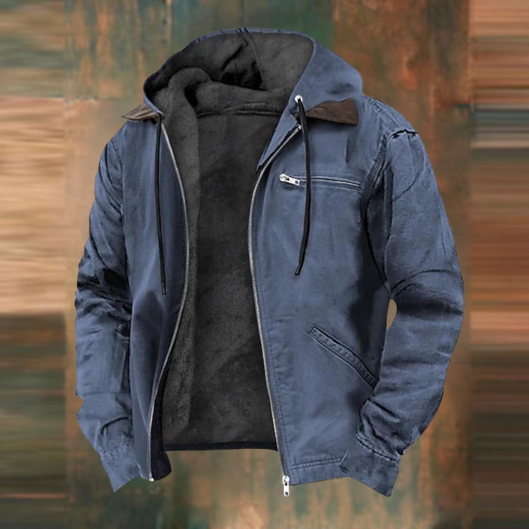 Herre Hettejakke - Slank Passform - Fôret med Fleece - Glidelåslomme - Casual Utendørsbruk