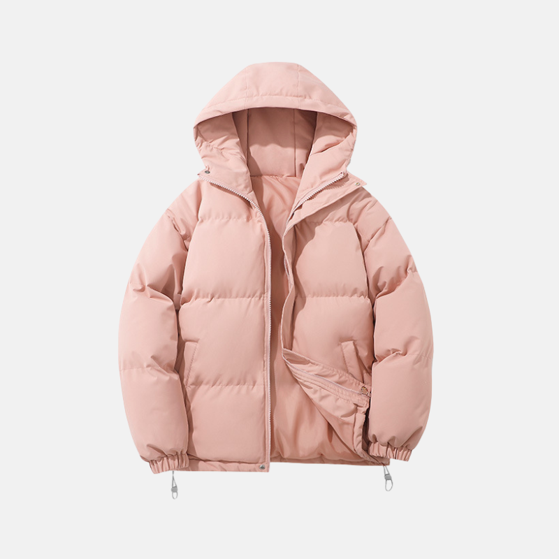 Men’s Puffer Coat - Woven Synthetic - Relaxed Fit - Hip Length - Padded Hood