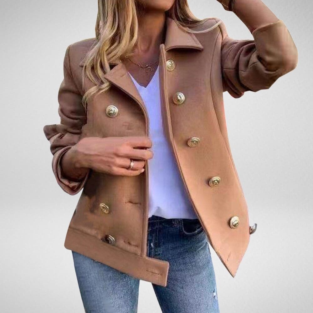 Dame Peacoat - Dobbeltspent - Skreddersydd Passform - Bred Jakkeslag - Elegante Knapper