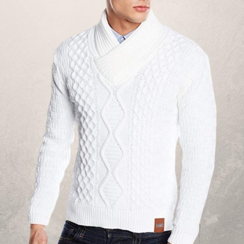 Leo Wool Shawl Collar Sweater | Cable Knit Winter Sweater