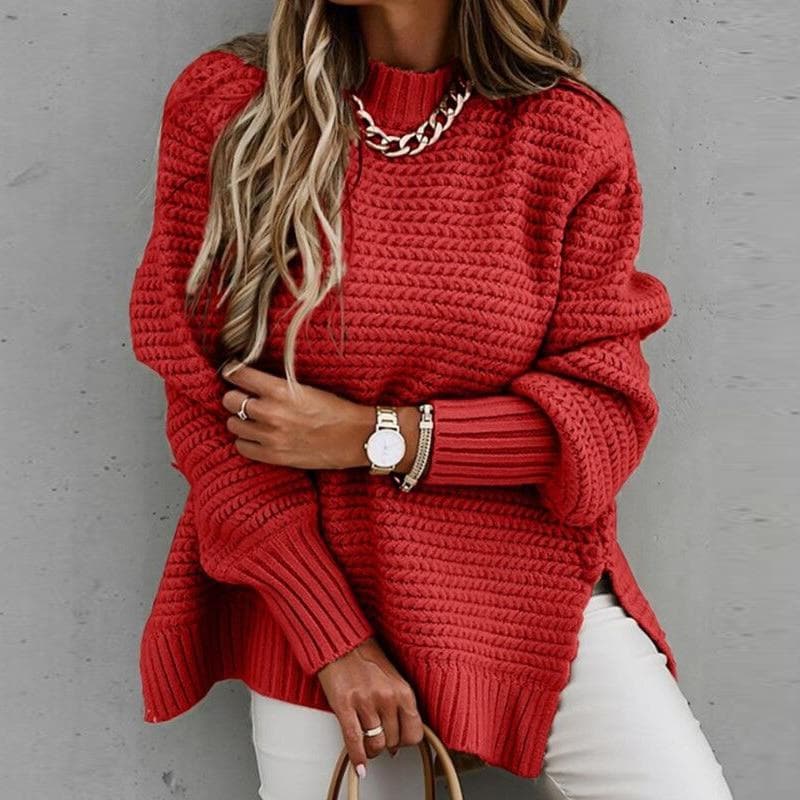 Women's Knitted Sweater - Oversized Fit - High Neck - Soft and Comfortable