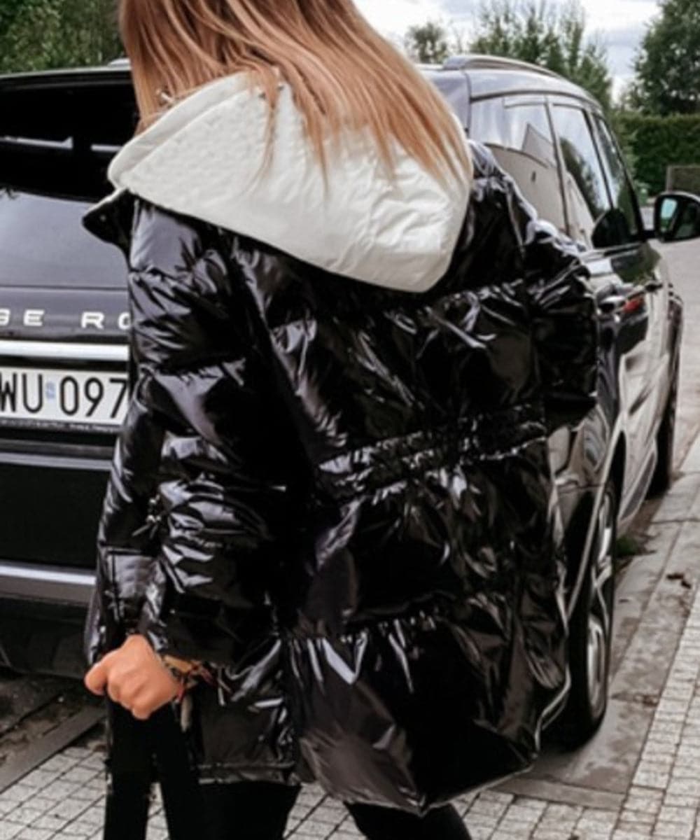Women's Puffer Jacket - Water-Repellent - Padded with Hood - Zipper Closure and Pockets