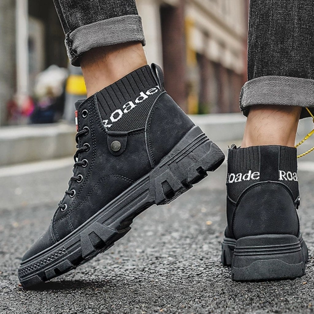 Men's Shoes High Sneakers – Durable Sole – Lacing – Comfortable Ribbed Collar