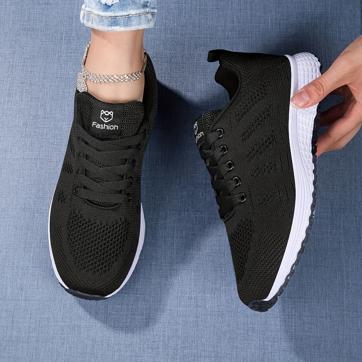 Women's Sneakers – Athletic Fit – Breathable Mesh – Padded Comfort – Lacing
