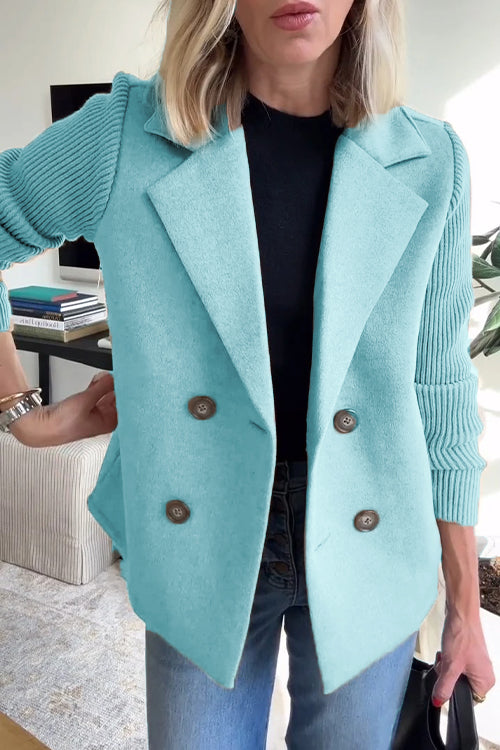 Women's Blazer – Tailored Fit – Double-Breasted – Soft Structure – Ribbed Sleeves