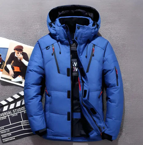 Men's Down Jacket – Water-Repellent – Hood – Quilted – Zipper Pockets – Regular Fit