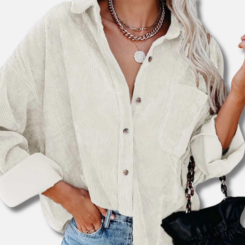 Women's Jacket – Corduroy – Oversized Fit – Button Front – Hip Length Casual
