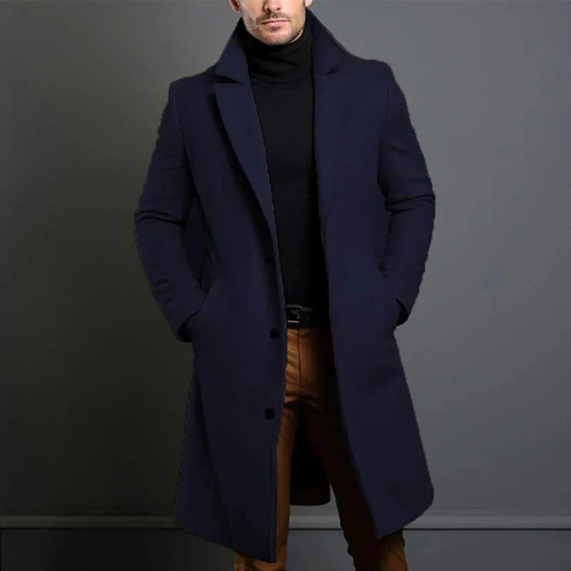 Men's Coat – Tailored Fit – Classic Cut – Knee-Length – Elegant Outerwear