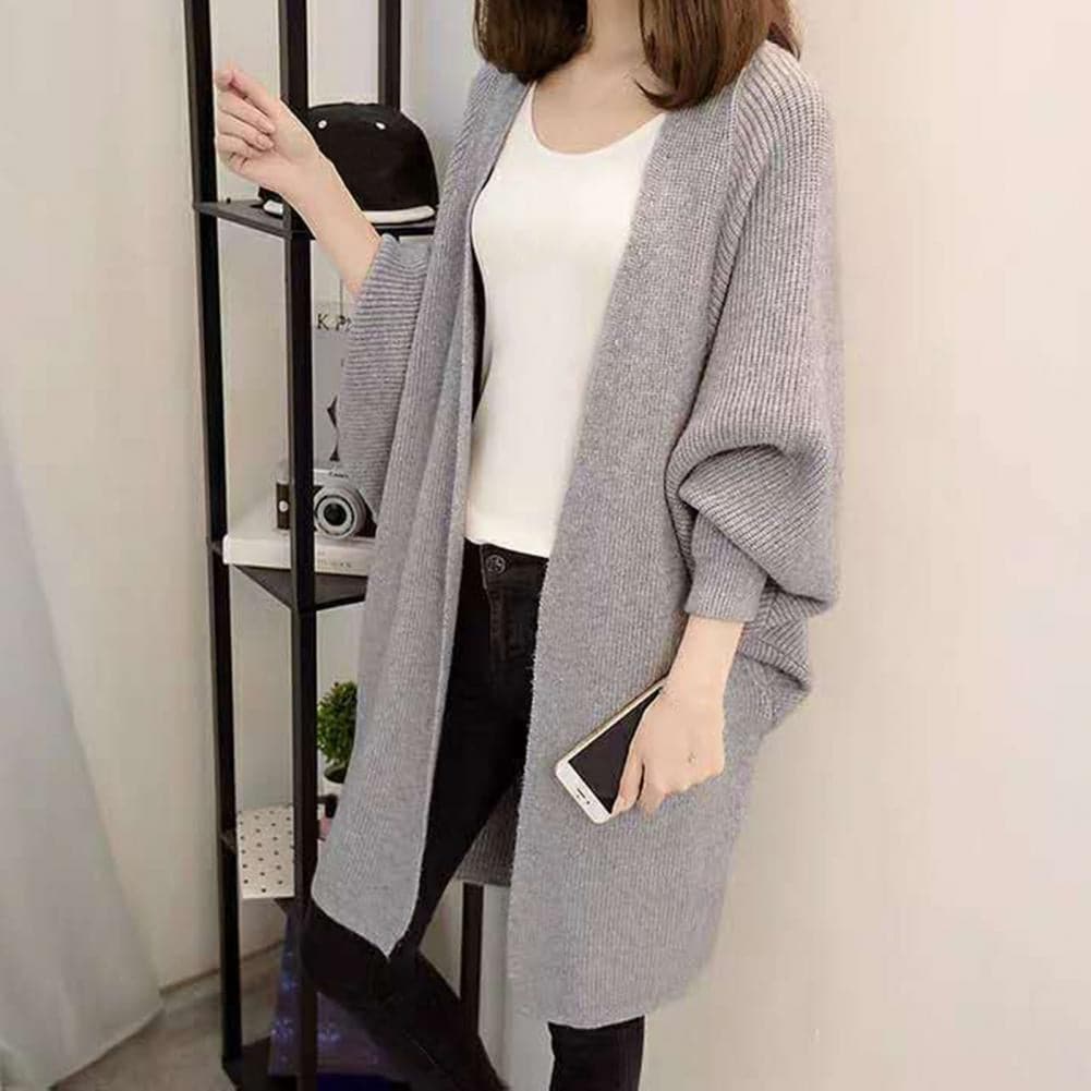 Women's Long Cardigan – Soft Knit – Open Front – Loose Fit with Pockets