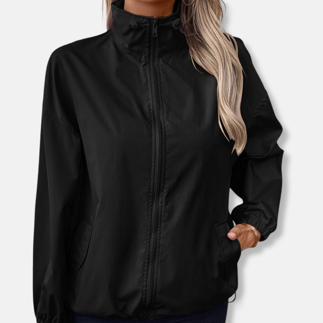Women's Jacket – Relaxed Fit – Water-Repellent Windproof – Zipper and Pockets