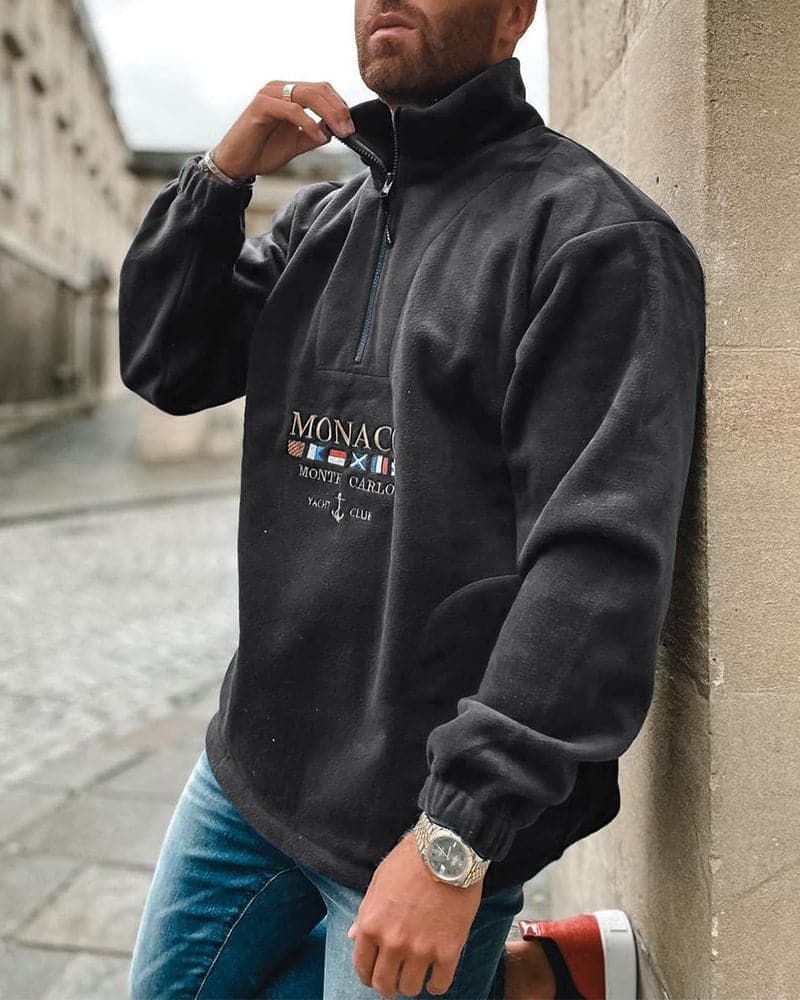 Men's Fleece Sweater - Quarter Zip - Relaxed Fit - Soft and Warm