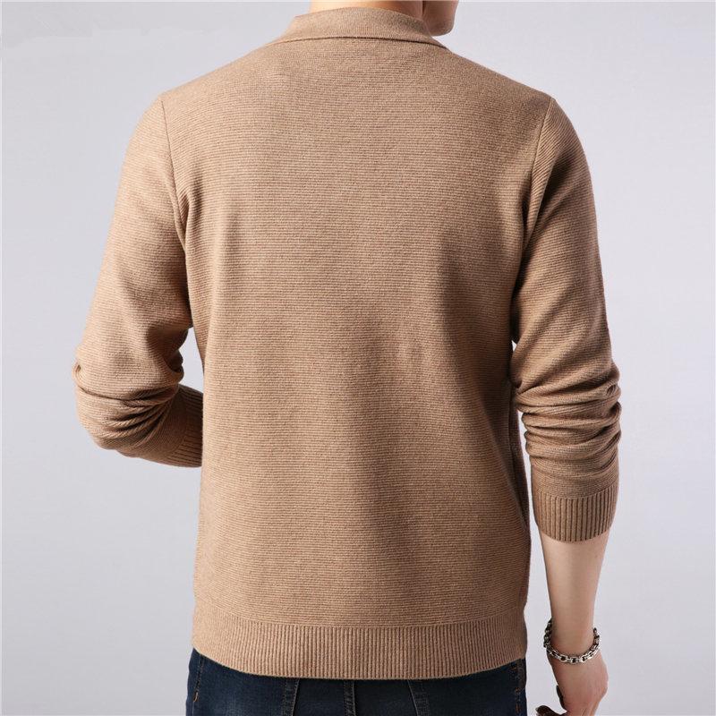 Men's Cardigan - Knitted Wool Blend - Slim Fit - Button Placket & Collar - Pockets