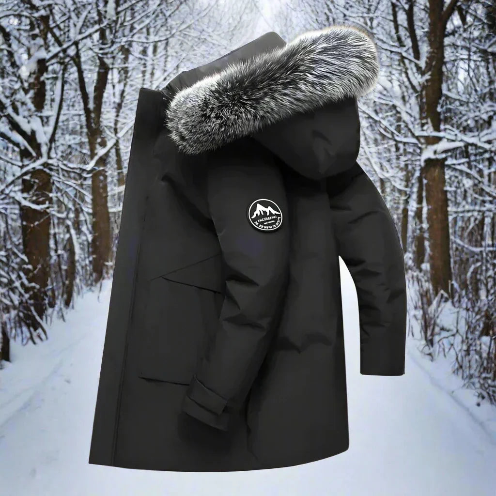 Men's Parka - Water-Repellent - Faux Fur Hood - Long Fit - Insulated and Warm