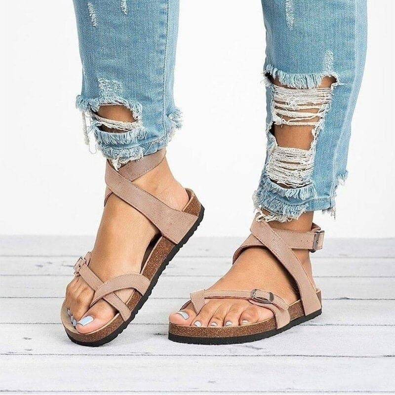 Women's Sandals – Comfortable Cork Sole – Adjustable Leather Straps – Ergonomic Fit