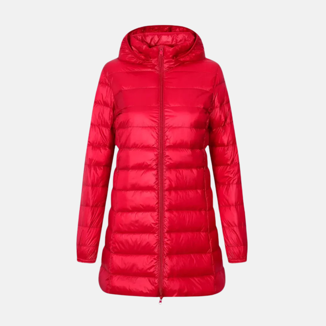 Women's Down Jacket – Tailored Fit – Mid-Length – Padded – Water-Repellent – Hood