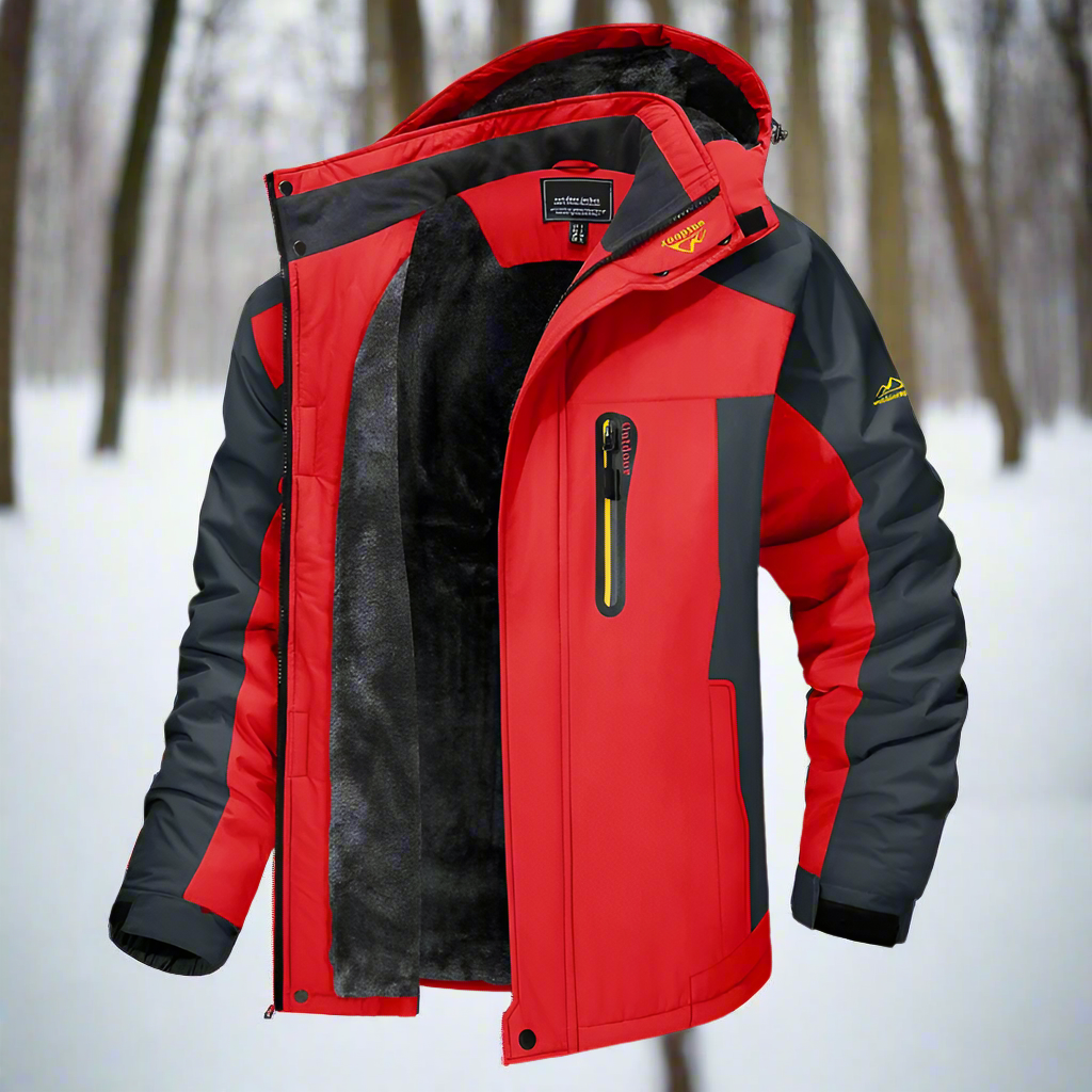 Men's Winter Jacket – Windproof and Insulated – Hood and Multiple Zipper Pockets