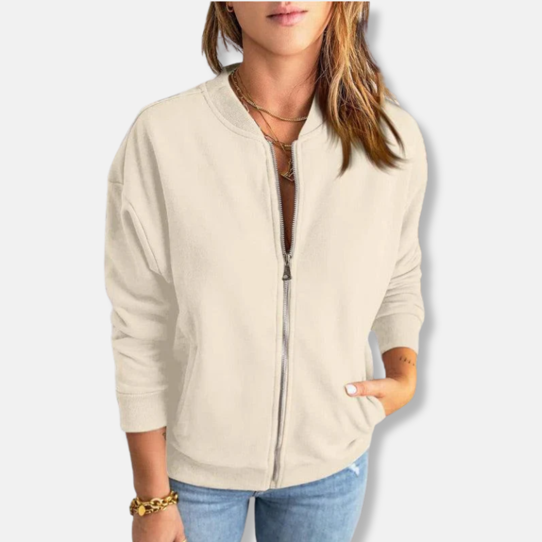 Women's Jacket – Lightweight – Relaxed Fit – Zipper – Ribbed Edge
