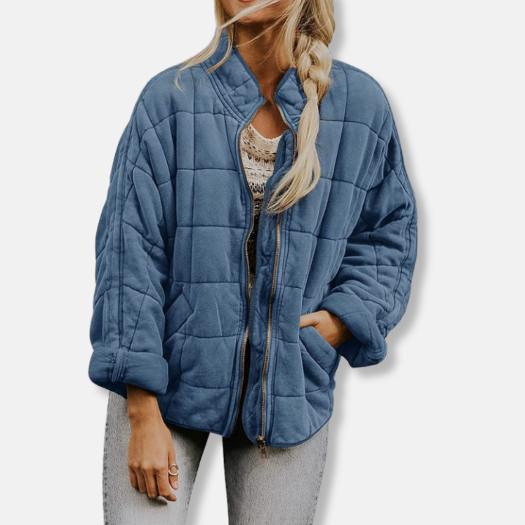Women's Jacket – Quilted Fabric – Relaxed Fit – High Collar – Breathable Lightweight Garment
