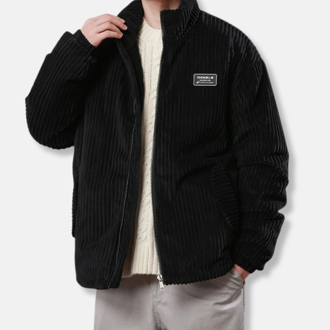 Men’s Jacket - Corduroy - Relaxed Fit - Stand Collar - Elasticated Cuffs and Hem